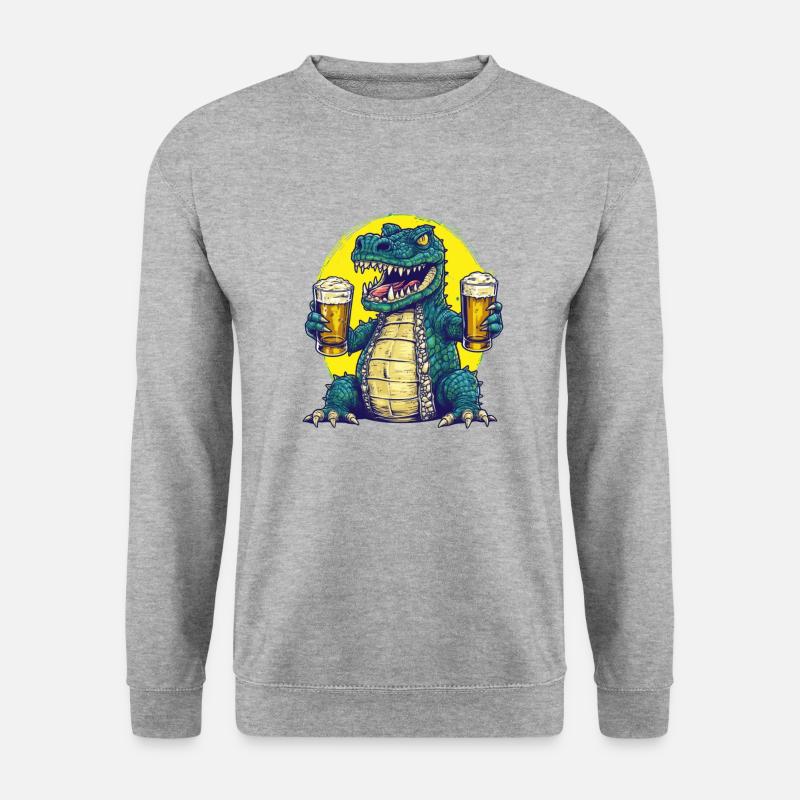 Cool crocodile with beer - Unisex Sweatshirt - salt & pepper