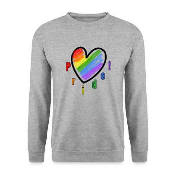 LGBTQ Heart Pride - Unisex Pullover - Weißgrau meliert - Vorne - Alina (178cm) & Michal (187cm)