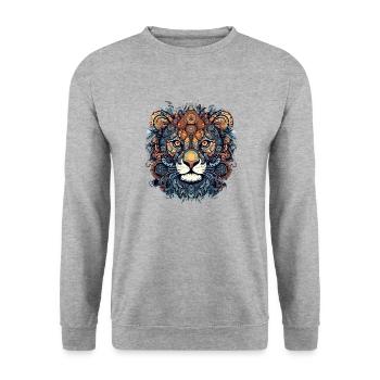 Lou la lionne - Sweat-shirt Unisexe - gris chiné - Devant - Alina (178cm) & Michal (187cm)