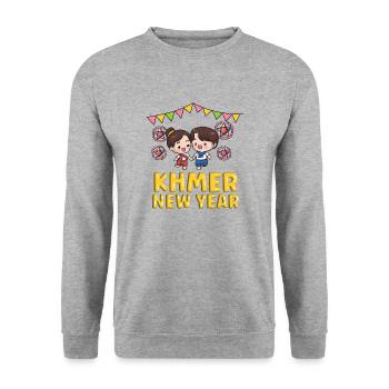 Kambodscha Khmer Neujahr Choul Chnam I Geschenk - Unisex Pullover - Weißgrau meliert - Vorne - Alina (178cm) & Michal (187cm)