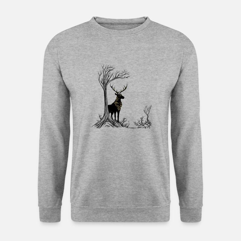magischer Hirsch - Unisex Pullover - Weißgrau meliert