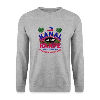 Kanal la pap kanpe - Sweat-shirt Unisexe - gris chiné - Devant - Alina (178cm) & Michal (187cm)