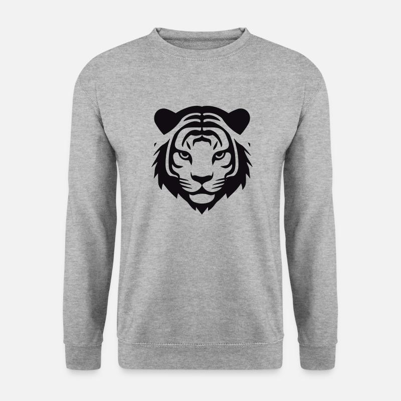 Felin Dschungel-Tigerkopf - Unisex Pullover - Weißgrau meliert