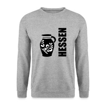 Hessen Bembel #Frankfurt am Meer #EiGude - Unisex Pullover - Weißgrau meliert - Vorne - Alina (178cm) & Michal (187cm)