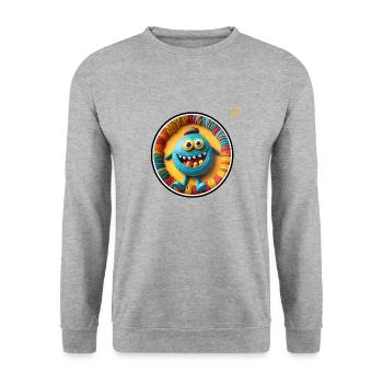GLÜCKLICHES MONSTER - Unisex Pullover - Weißgrau meliert - Vorne - Alina (178cm) & Michal (187cm)