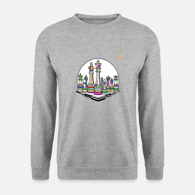 SCHACHFARBEN - Unisex Pullover - Weißgrau meliert
