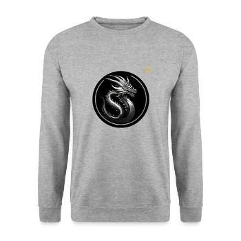 DER GROSSE DRACHE - Unisex Pullover - Weißgrau meliert - Vorne - Alina (178cm) & Michal (187cm)