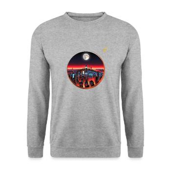 PLEINE LUNE DANS LA VILLE - Sweat-shirt Unisexe - gris chiné - Devant - Alina (178cm) & Michal (187cm)
