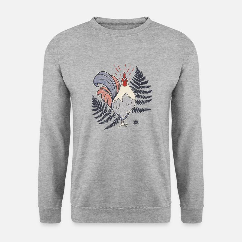 Frankreich - Neuseeland - Hahnfarn - Unisex Pullover - Weißgrau meliert