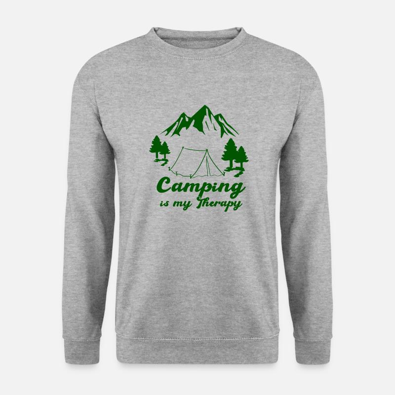 camping therapy - Unisex Pullover - Weißgrau meliert