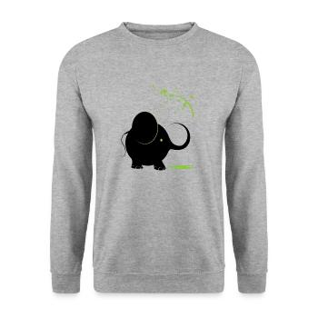Schwarzer Elefant mit grüner Farbe - Unisex Pullover - Weißgrau meliert - Vorne - Alina (178cm) & Michal (187cm)