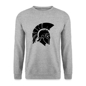 Sparta Spartanischer Krieger - Unisex Pullover - Weißgrau meliert - Vorne - Alina (178cm) & Michal (187cm)