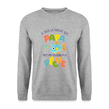 papa pêche pêcheur naissance bébé nourrisson - Sweat-shirt Unisexe - gris chiné - Devant - Alina (178cm) & Michal (187cm)