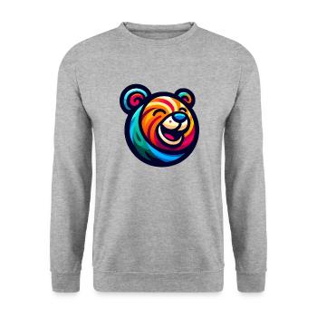 Funny Bear - Unisex Pullover - Weißgrau meliert - Vorne - Alina (178cm) & Michal (187cm)