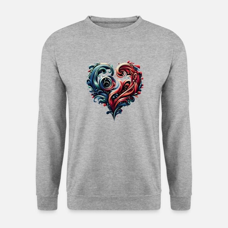 Herz - Unisex Pullover - Weißgrau meliert