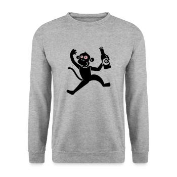 Affe Bier Lustig Party - Unisex Pullover - Weißgrau meliert - Vorne - Alina (178cm) & Michal (187cm)