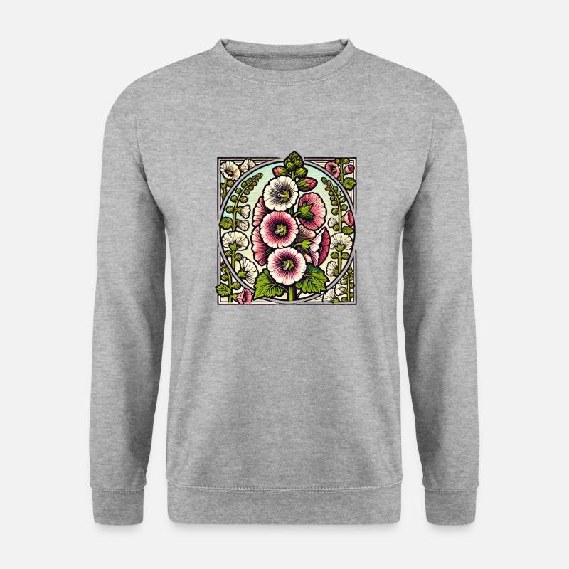 Stockrosen - Unisex Pullover - Weißgrau meliert