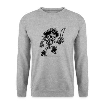 Pirate Skeleton with Saber - Unisex Sweatshirt - salt & pepper - Front - Alina (178cm) & Michal (187cm)