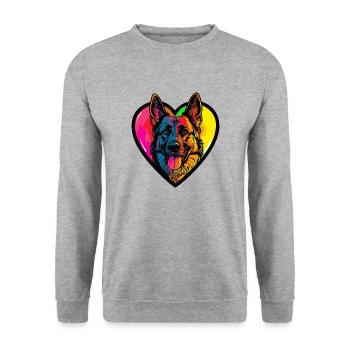 Berger Allemand Chien Coeur Chien Amour - Sweat-shirt Unisexe - gris chiné - Devant - Alina (178cm) & Michal (187cm)