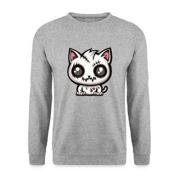 Chat Halloween Dessin animé drôle - Sweat-shirt Unisexe - gris chiné - Devant - Alina (178cm) & Michal (187cm)