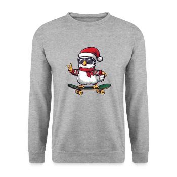 Poulet Noël drôle - Sweat-shirt Unisexe - gris chiné - Devant - Alina (178cm) & Michal (187cm)