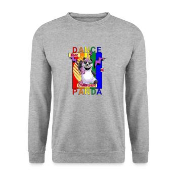 "Dance like a Unicorn Panda" - Unisex Pullover - Weißgrau meliert - Vorne - Alina (178cm) & Michal (187cm)