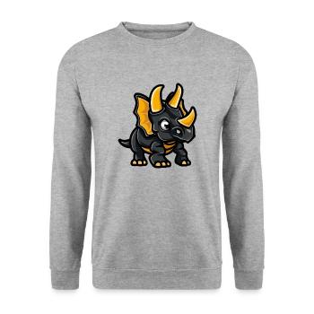 Dinosaur triceratops Comic - Unisex Sweatshirt - salt & pepper - Front - Alina (178cm) & Michal (187cm)