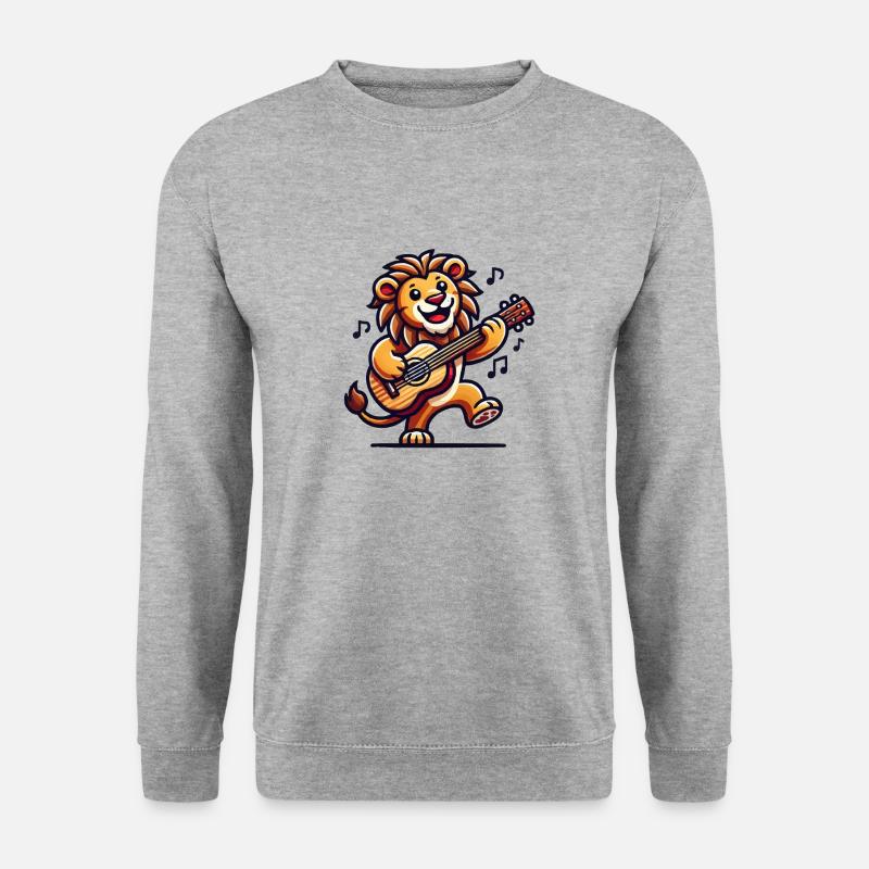 löwe gitarre - Unisex Pullover - Weißgrau meliert