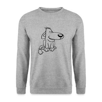 Chien Assis Mignon Drôle Heureux Comique Animal de compagnie - Sweat-shirt Unisexe - gris chiné - Devant - Alina (178cm) & Michal (187cm)