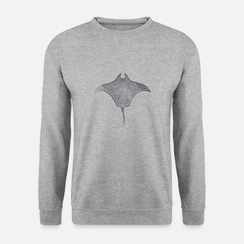 Hypnotisierende Rochen-Illustration - Unisex Pullover - Weißgrau meliert