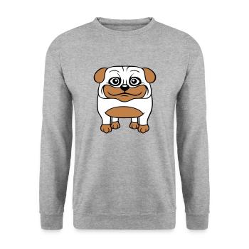 Dog Pug Small Cute Dick Love Happy Comic Fun - Unisex Sweatshirt - salt & pepper - Front - Alina (178cm) & Michal (187cm)