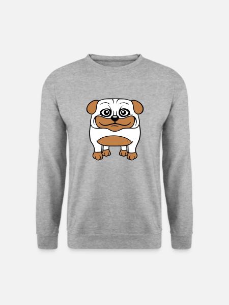 Hund Mops Lille Sød Pik Kærlighed Glad Komisk Sjov - Unisex sweater - hvidgrå meleret