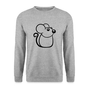 Maus Mäuschen Süße Kleine Ratte Nager Freundlich - Unisex Pullover - Weißgrau meliert - Vorne - Alina (178cm) & Michal (187cm)
