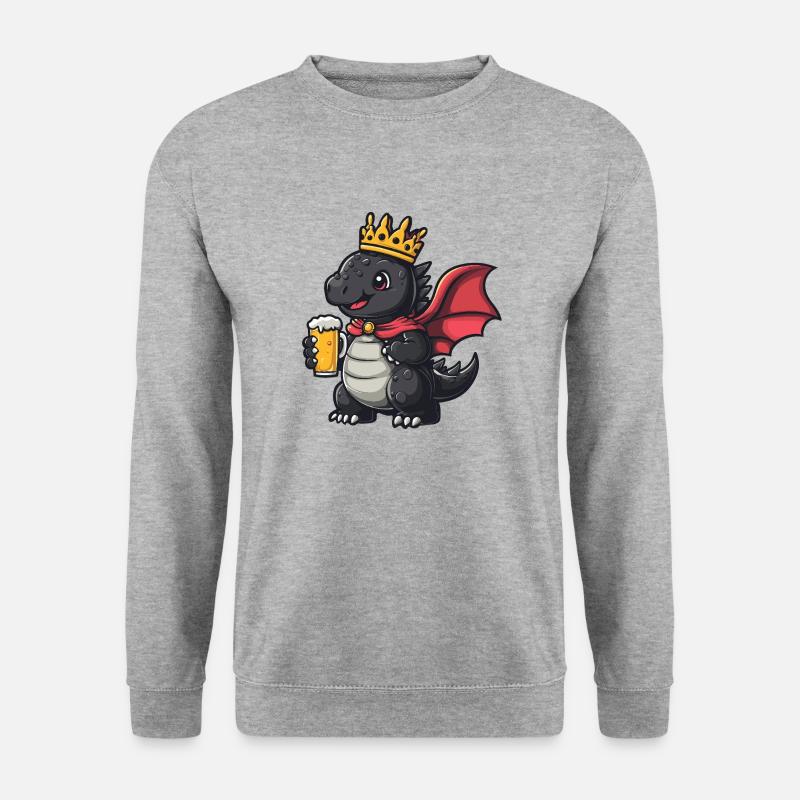 Drache Bier Lustig - Unisex Pullover - Weißgrau meliert