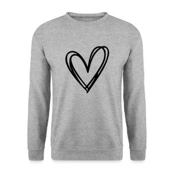 Herz - Unisex Pullover - Weißgrau meliert - Vorne - Alina (178cm) & Michal (187cm)