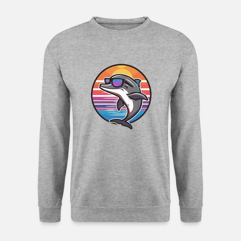 Delfin Cool Sommer - Unisex Pullover - Weißgrau meliert