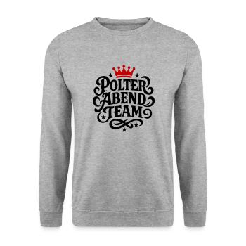 Polter Abend Team - Unisex Pullover - Weißgrau meliert - Vorne - Alina (178cm) & Michal (187cm)