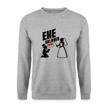 Ehe Sklaven Crew Hochzeit - Unisex Pullover - Weißgrau meliert - Vorne - Alina (178cm) & Michal (187cm)