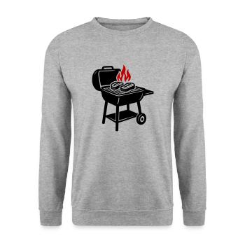 Grilling Steak Flame - Unisex Sweatshirt - salt & pepper - Front - Alina (178cm) & Michal (187cm)
