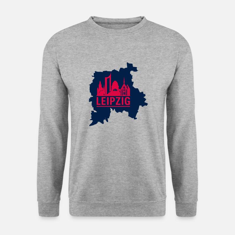 Leipzig Skyline Map - Unisex Pullover - Weißgrau meliert
