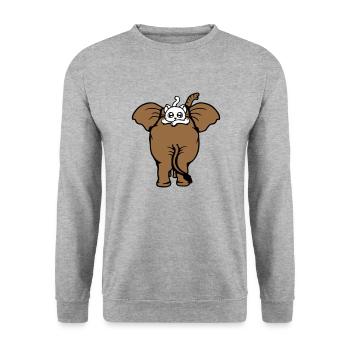 Chat Éléphant Équipe de marche Couché 2 Amis Mignon - Sweat-shirt Unisexe - gris chiné - Devant - Alina (178cm) & Michal (187cm)