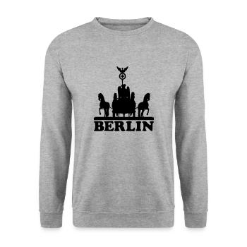 BERLIN QUADRIGA SILHOUETTE - Unisex Pullover - Weißgrau meliert - Vorne - Alina (178cm) & Michal (187cm)