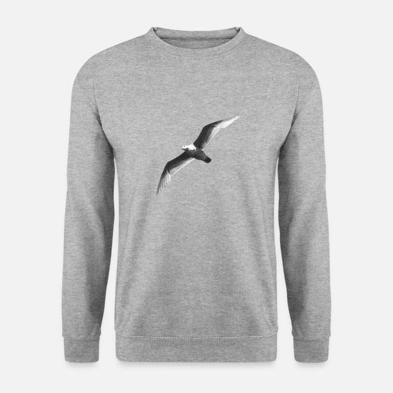 Schwarz Weiss Möwe Im Flug - Unisex Pullover - Weißgrau meliert