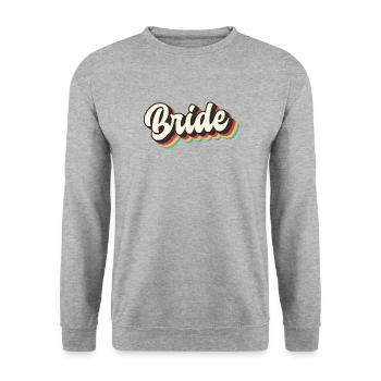 Retro Braut Zukunft Frau, Junggesellenabschied Geschenk - Unisex Pullover - Weißgrau meliert - Vorne - Alina (178cm) & Michal (187cm)