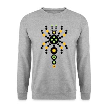 Schmetterling Raupe Amulett / VEKTOR Halskette - Unisex Pullover - Weißgrau meliert - Vorne - Alina (178cm) & Michal (187cm)