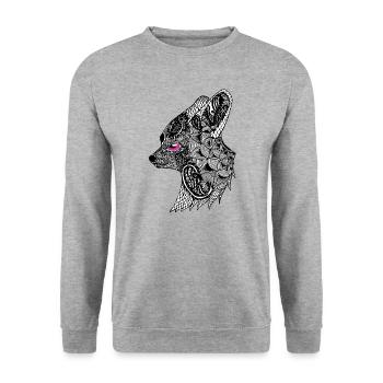 Animal tattoo & tribals, gift eg birthday - Unisex Sweatshirt - salt & pepper - Front - Alina (178cm) & Michal (187cm)