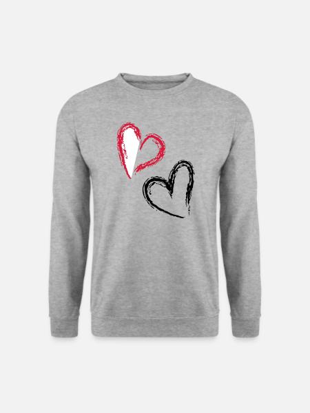 double coeur - Sweat-shirt Unisexe - gris chiné