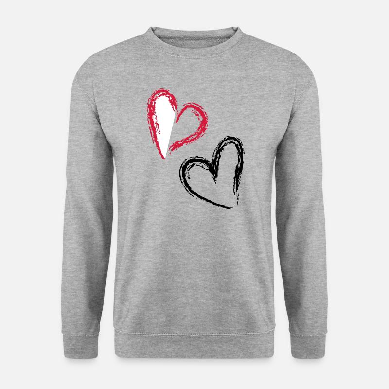 double Heart - Unisex Pullover - Weißgrau meliert