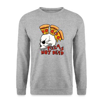 Pizza s not dead - Unisex Pullover - Weißgrau meliert - Vorne - Alina (178cm) & Michal (187cm)