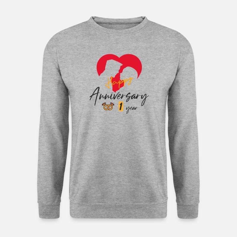 Happy 1Year Anniversary - Unisex Pullover - Weißgrau meliert